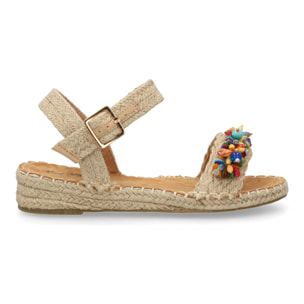 Sandalia plana de yute para mujer, comodas y elegantes diseño moderno con adorno en la pala