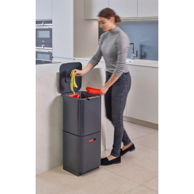 Poubelle tri sélectif JOSEPH JOSEPH Totem Compact 40L Graphite