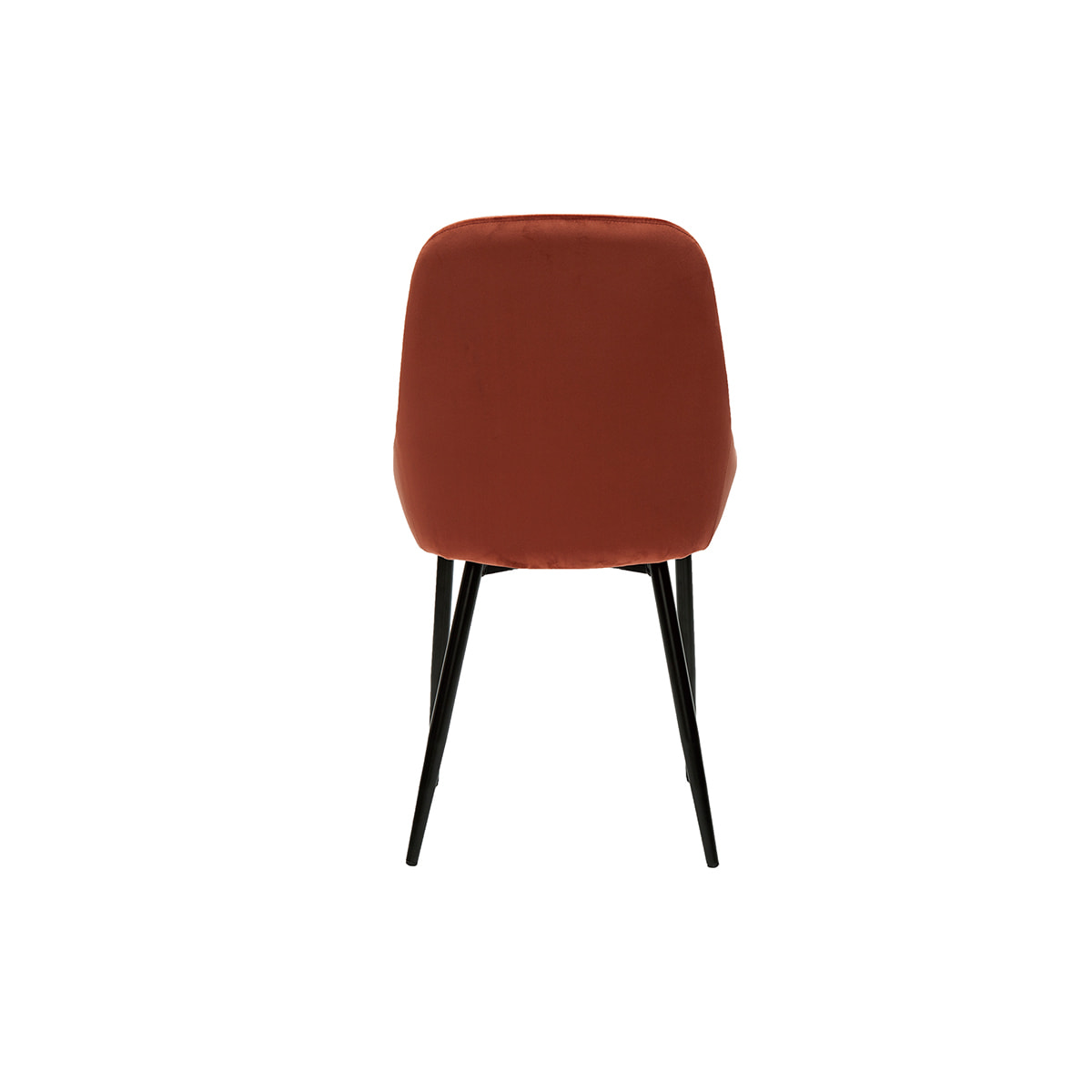 Chaises design en tissu velours rouge tomette et métal noir (lot de 2) HOLO