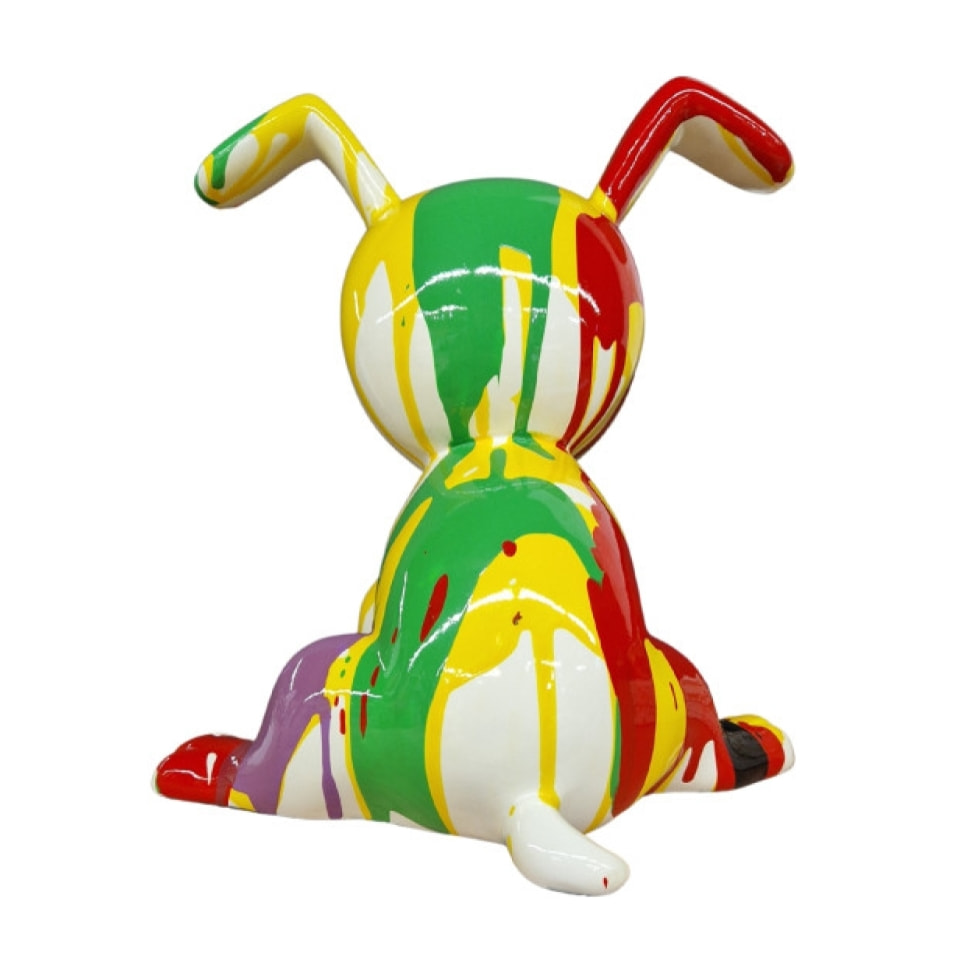 Statuette chien assis multicolore H27cm - YELLOW DOG