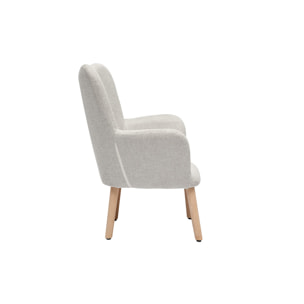 Fauteuil enfant scandinave en tissu effet velours texturé beige et bois clair BABY BRISTOL