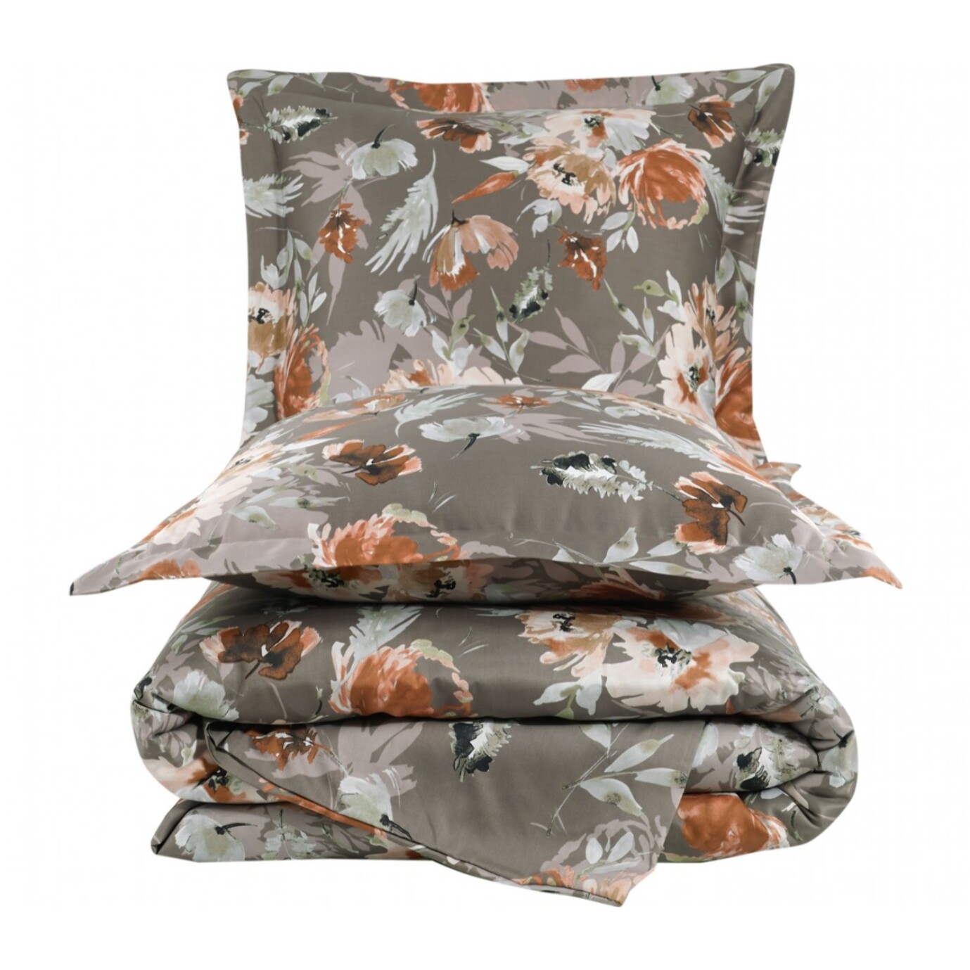 Parure housse de couette 240x220 cm et 2 taies d'oreiller 63x63cm satin de coton imprimé