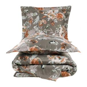 Parure housse de couette 240x220 cm et 2 taies d'oreiller 63x63cm satin de coton imprimé