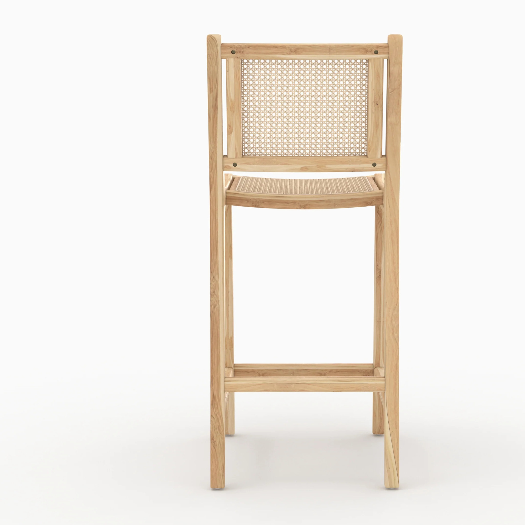 Lot de 2 chaises pour îlot central en teck et cannage rotin 66,5 cm - Kyla