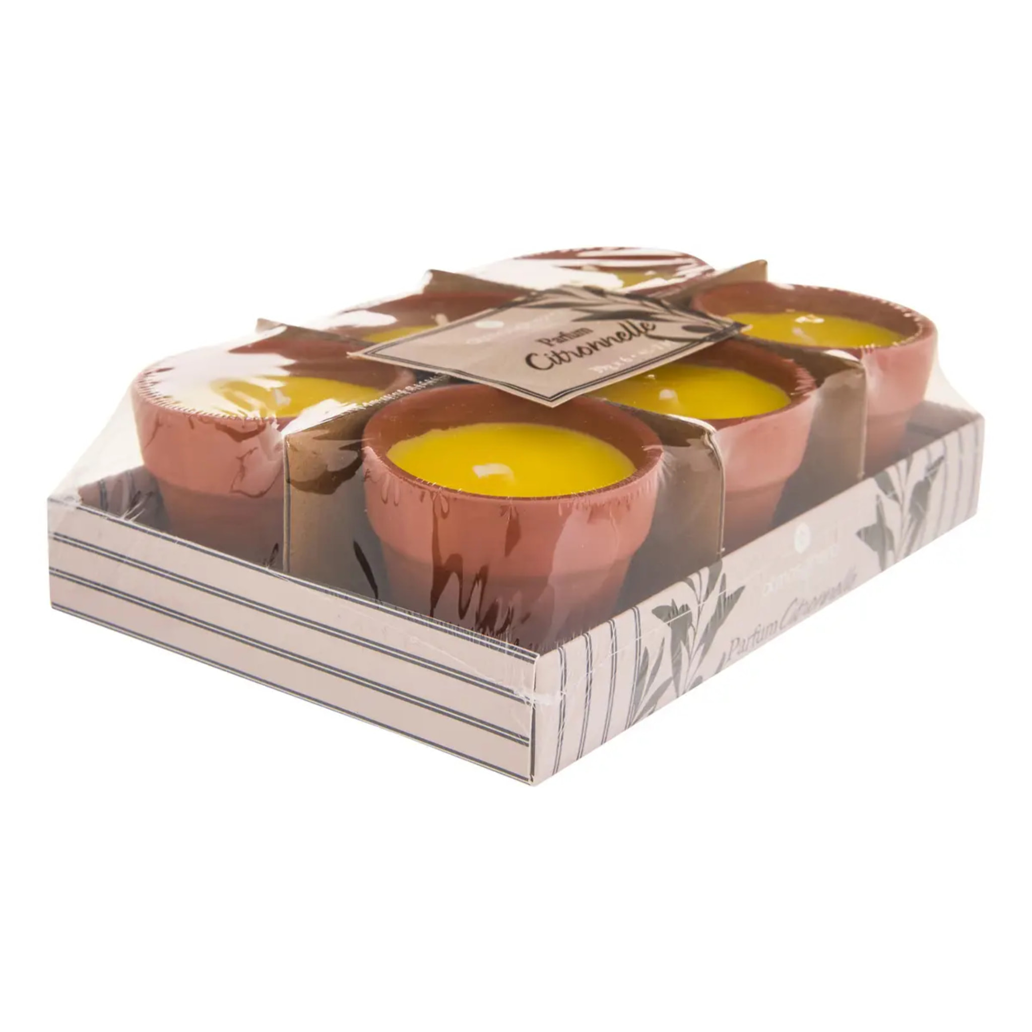 Lot de 6 bougies 39g Terry parfumées à la citronnelle pot en terre cuite
