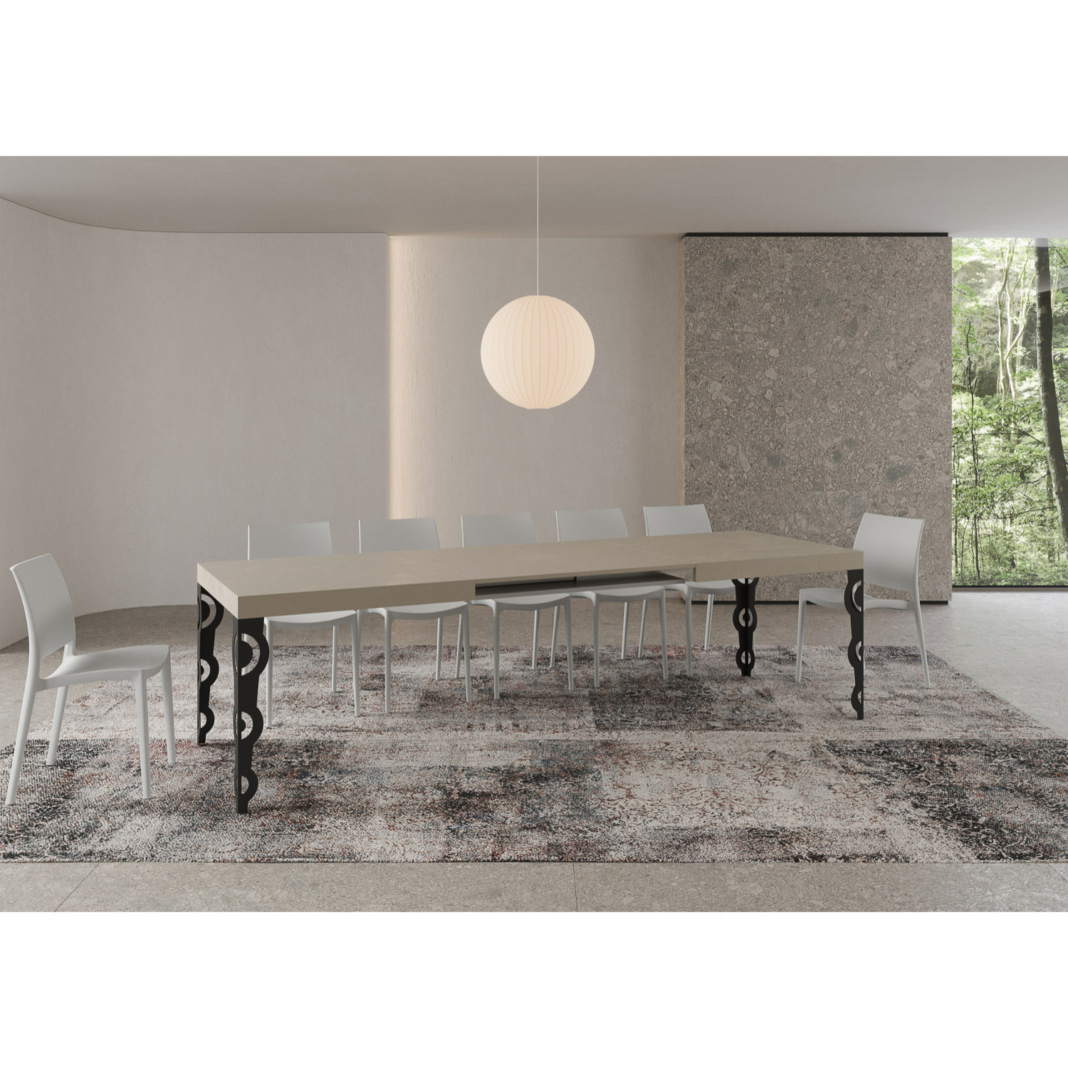 Mesa extensible 90x180/440 cm Karamay cachemira patas antracita