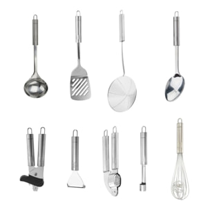 Ensemble de 9 ustensiles de cuisine inox Fackelmann Ovale