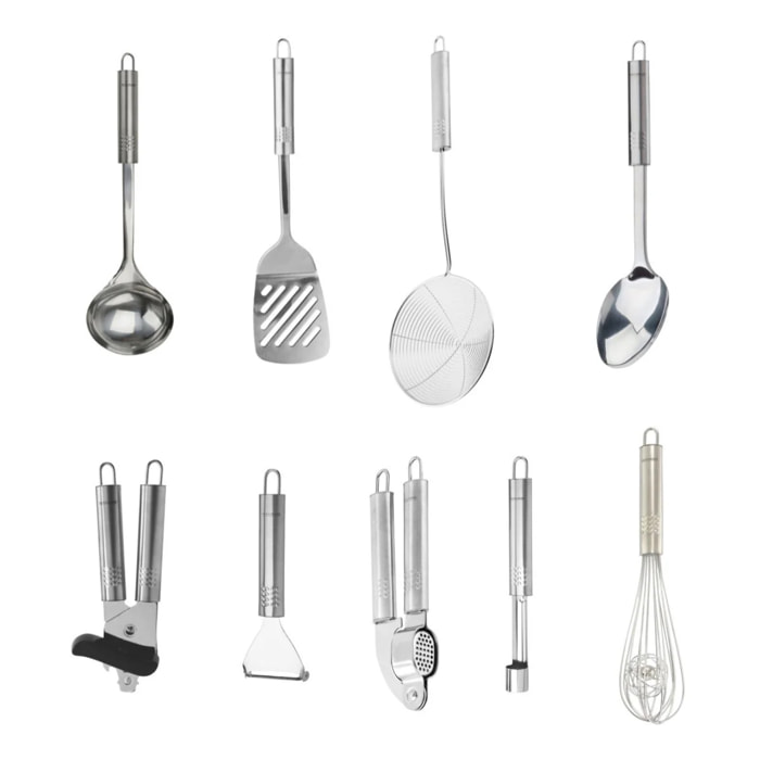 Ensemble de 9 ustensiles de cuisine inox Fackelmann Ovale