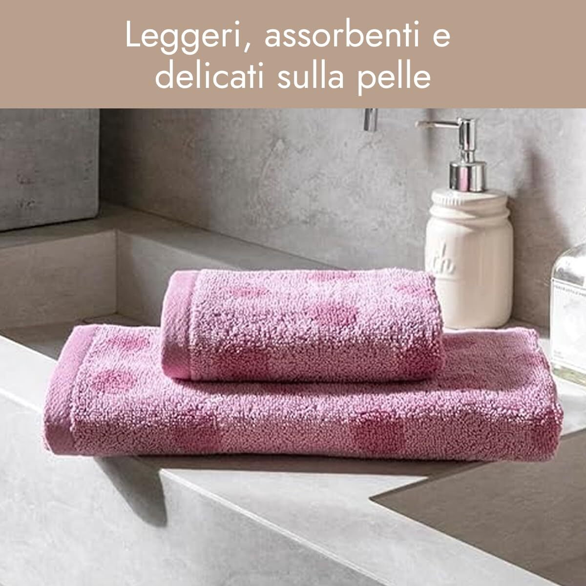 INTRECCI HOME Set Bagno Asciugamani Viso+Ospite, in Puro Cotone 450, Morbidezza Extra, Lavorazione Jacquard, Design a Pois, Elegante e Confortevole