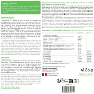 ISN - Metaboslim - Favorise la perte de poids - Extrait synergisé de plantes titré en Polyphénols - Action cliniquement prouvée - Complexe actif breveté Vitamines et Chrome - Lot de 3 Produits