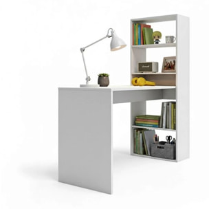 Mesa de escritorio con estantería Cosmic en blanco artik 120 x 144 cm Blanco Artik (Blanco Mate)