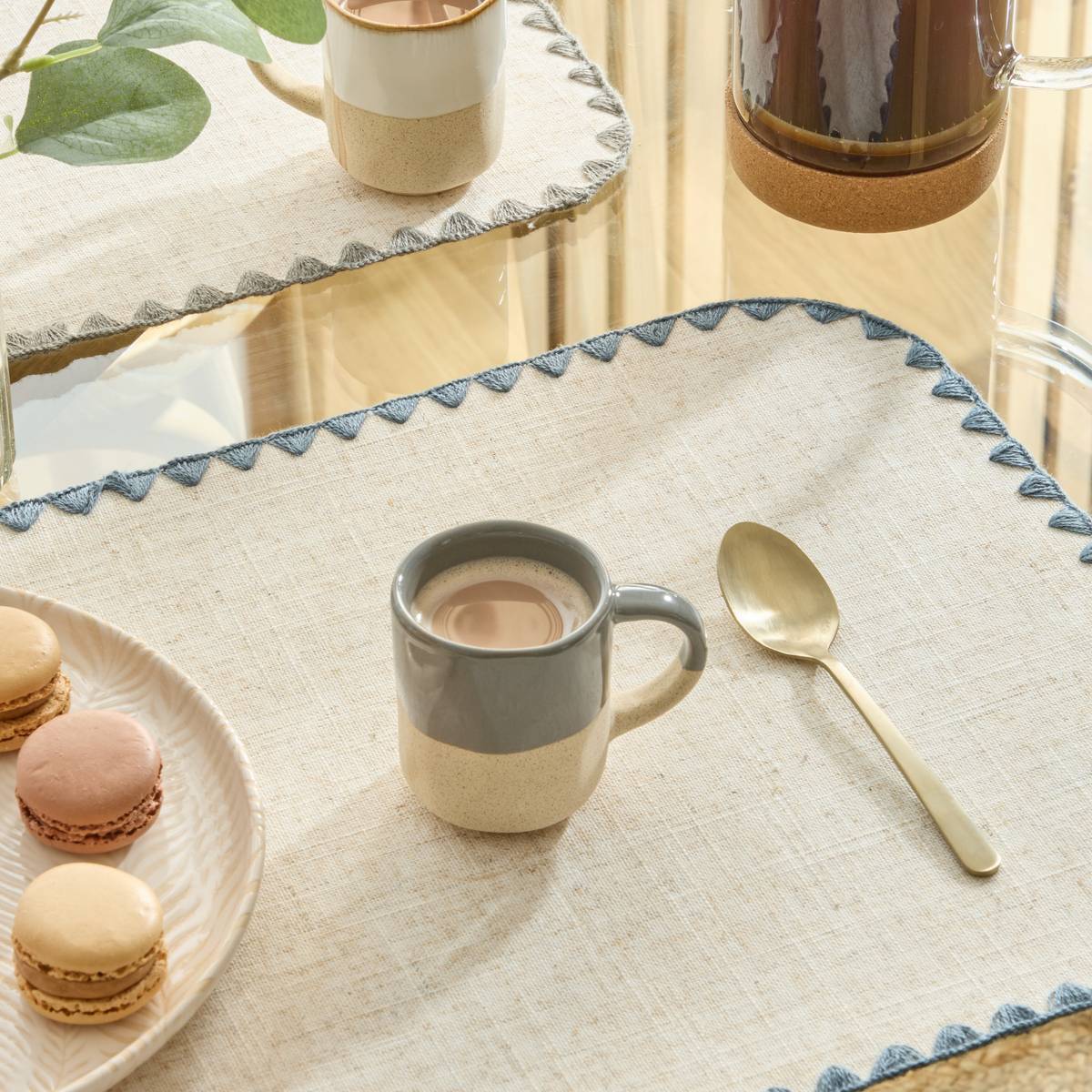 Tasse expresso Kate bleu gris et beige 10cl