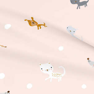 Juego de Sábanas Estampadas - Infantil - Incluye 1 Funda de Almohada - 100% Algodón - Amigos Peludos Reverso