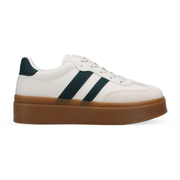 Zapatillas de plataforma beige con cordones