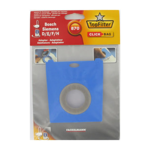Boite de 4 sacs aspirateurs universels Top Filter avec Adaptateur Click Bag pour aspirateurs Siemens et Bosch 870