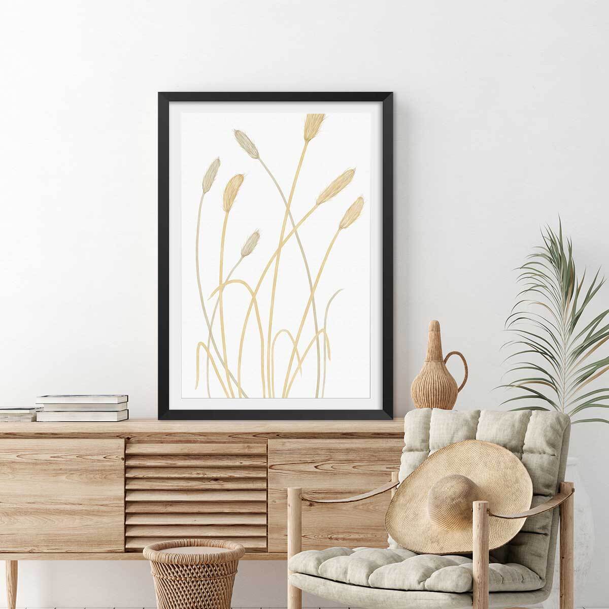 Affiche  scandi blés 2 Affiche + cadre en bois - Noir