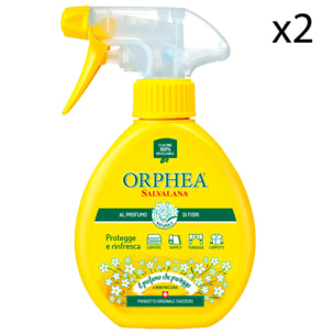 2x Orphea Salvalana Spray Protegge e Rinfresca Tessuti Tappeti e Tende Profumo di Fiori - 2 Flaconi da 150ml