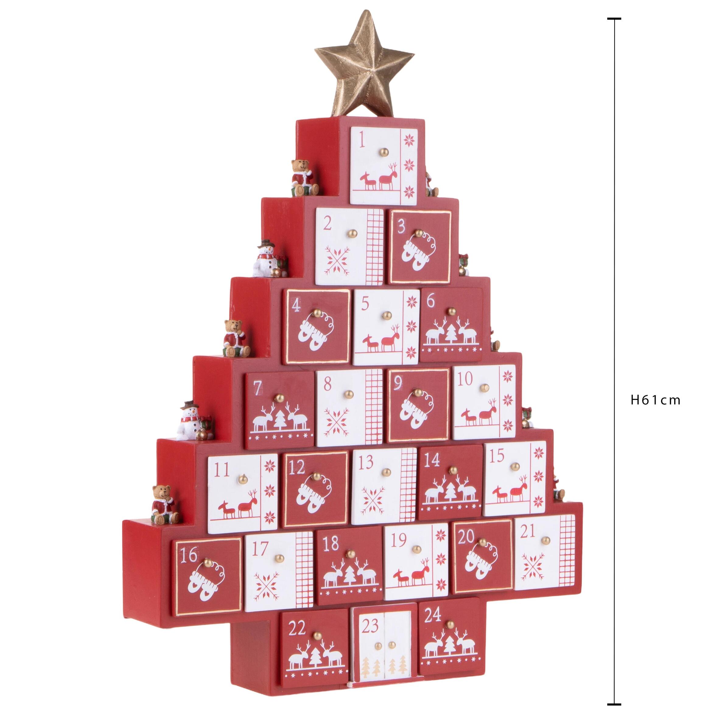 Albero Natalizio Calendario Avvento - Pezzi 1 - Colore Bianco - 43,5x61Hx8cm - Bianchi Dino