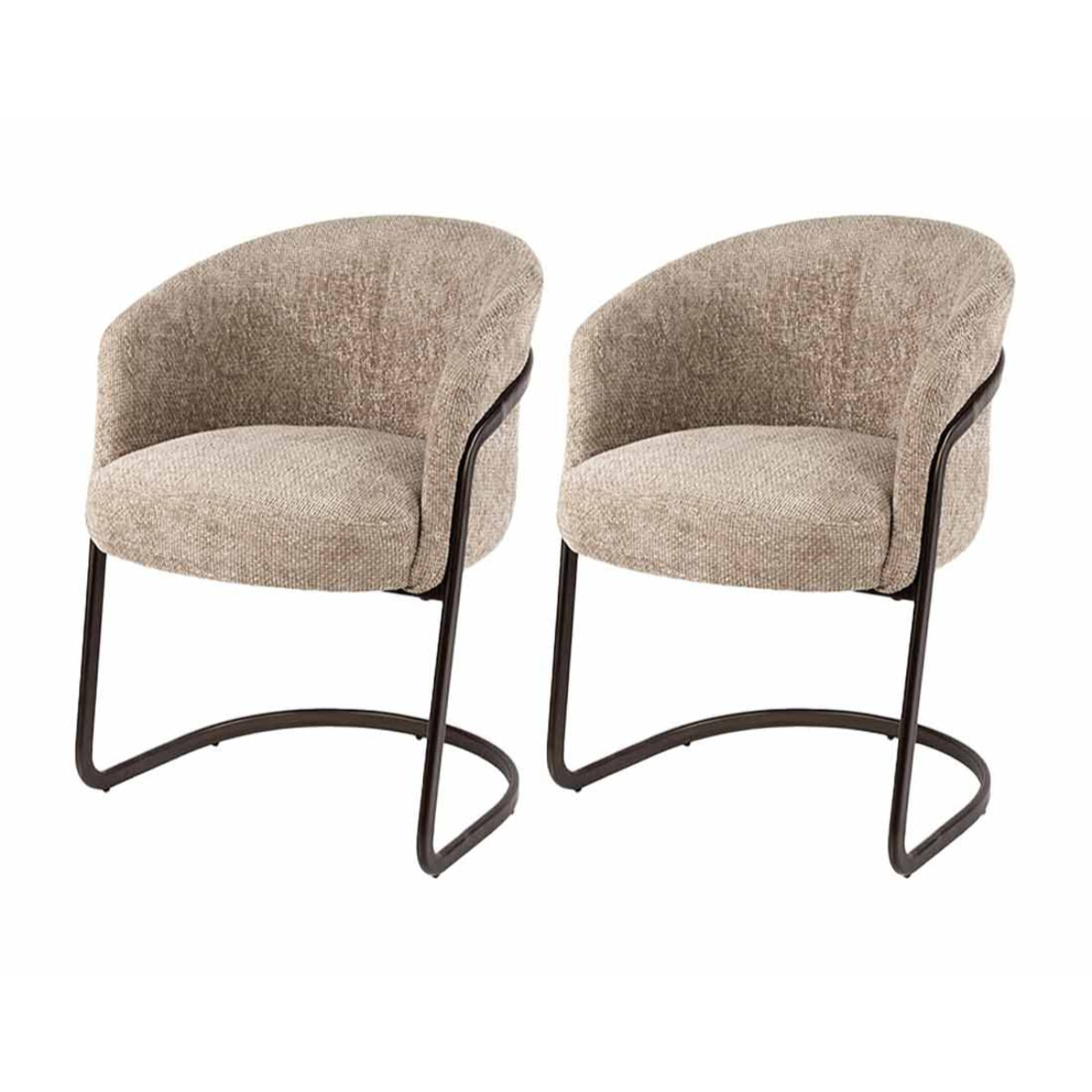Teo - lot de 2 chaises - pieds en métal - en tissu texturé - Sable