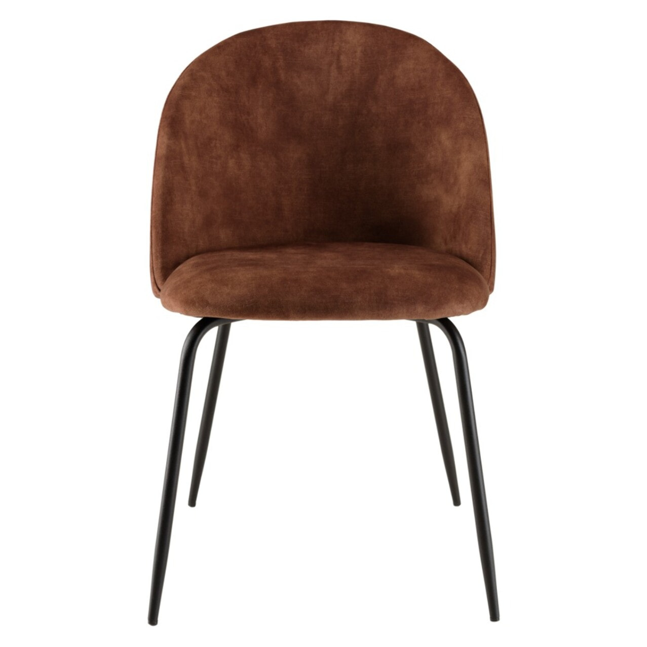 TOM - Lot de 2 chaises velours acajou dossier arrondi pieds acier noir