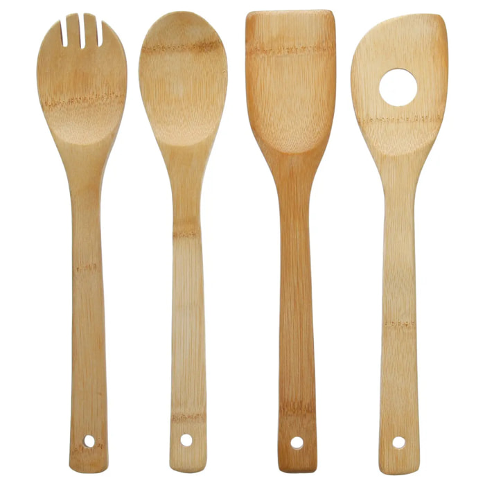 4 ustensiles de cuisine bambou 30cm