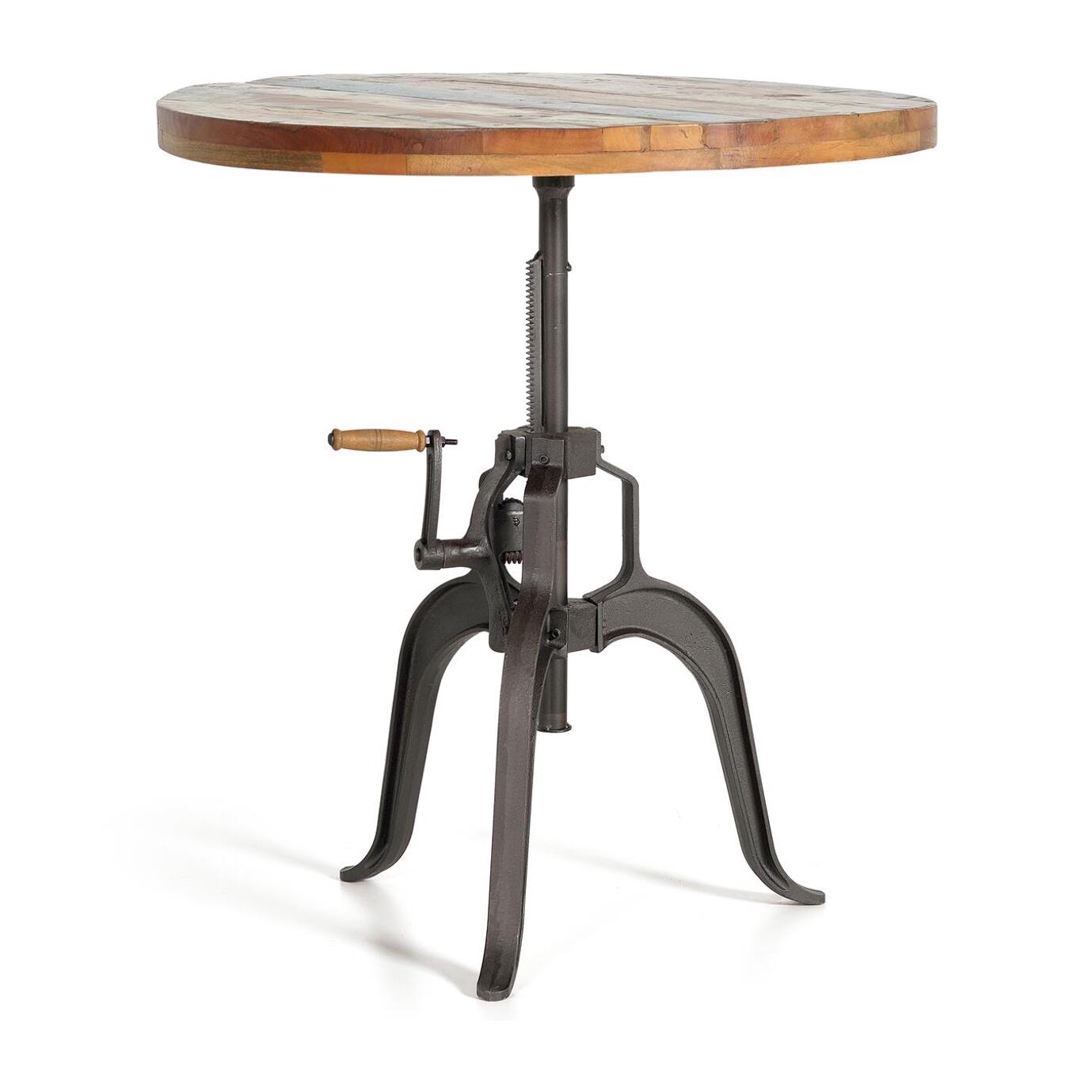 Mesa auxiliar elevable - Madera de Mango reciclada y Hierro - 90x90x75 - 100cm