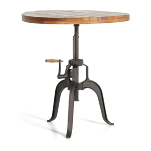 Mesa auxiliar elevable - Madera de Mango reciclada y Hierro - 90x90x75 - 100cm