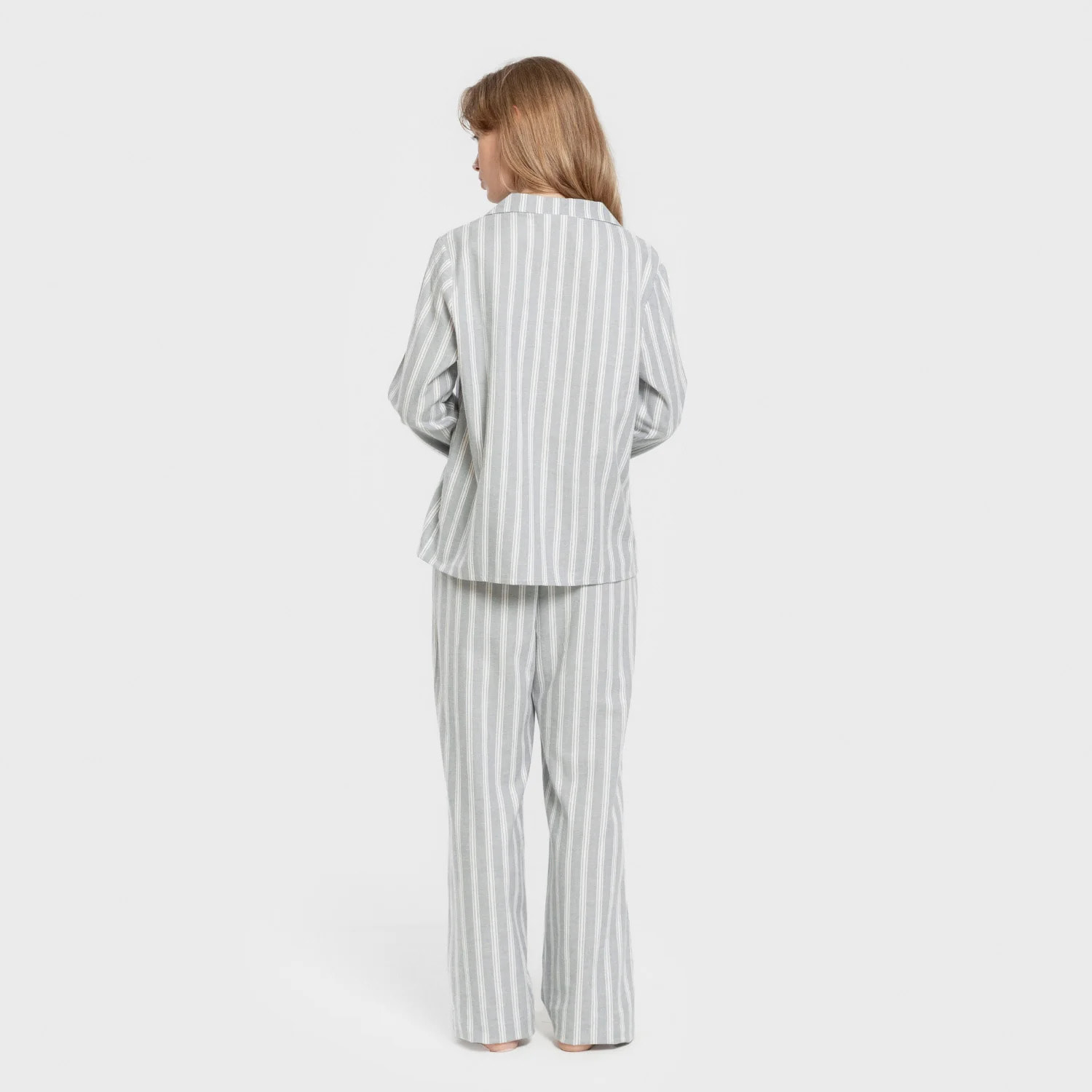 Pigiama in flanella a camicia a manica lunga da donna raya marsella verde azulado
