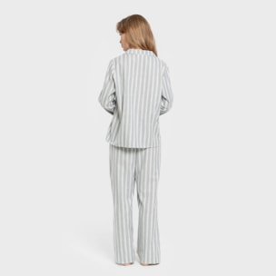Pigiama in flanella a camicia a manica lunga da donna raya marsella verde azulado