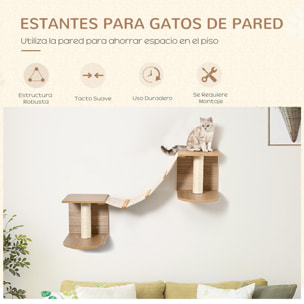 Estantes de Pared para Gatos con Escalera Plataformas Postes Rascadores de Sisal