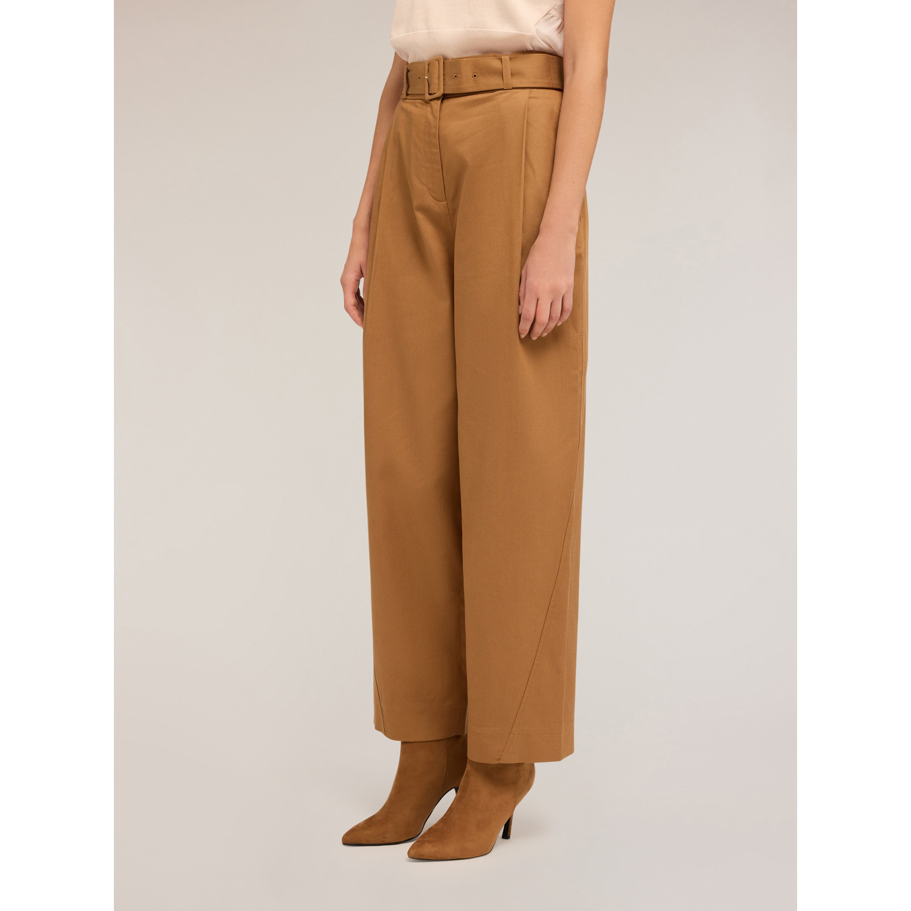 Motivi - Pantalones balloon con cinturilla de tela - Beige