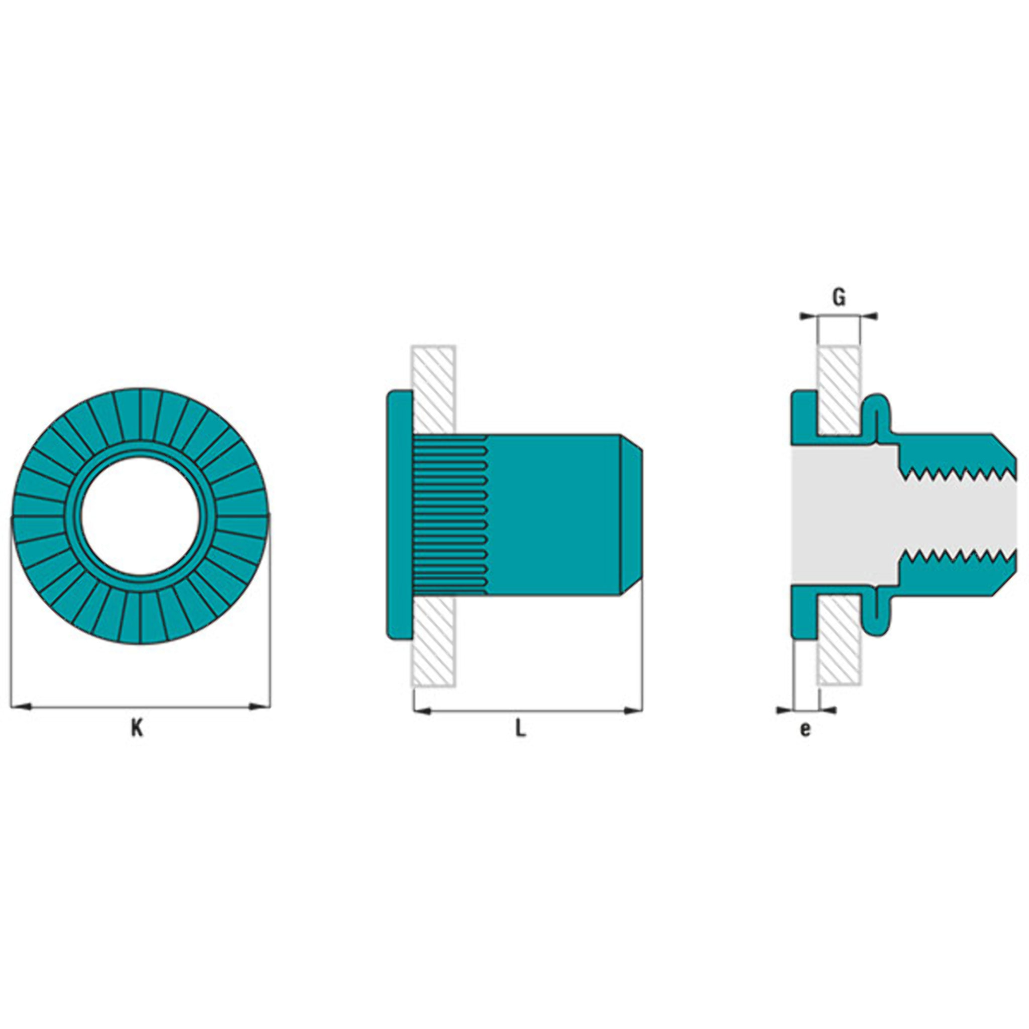 Écrou cranté tête plate Inox A2 SCELL-IT - Ø8 mm Serrage 0.5-3 - END0830