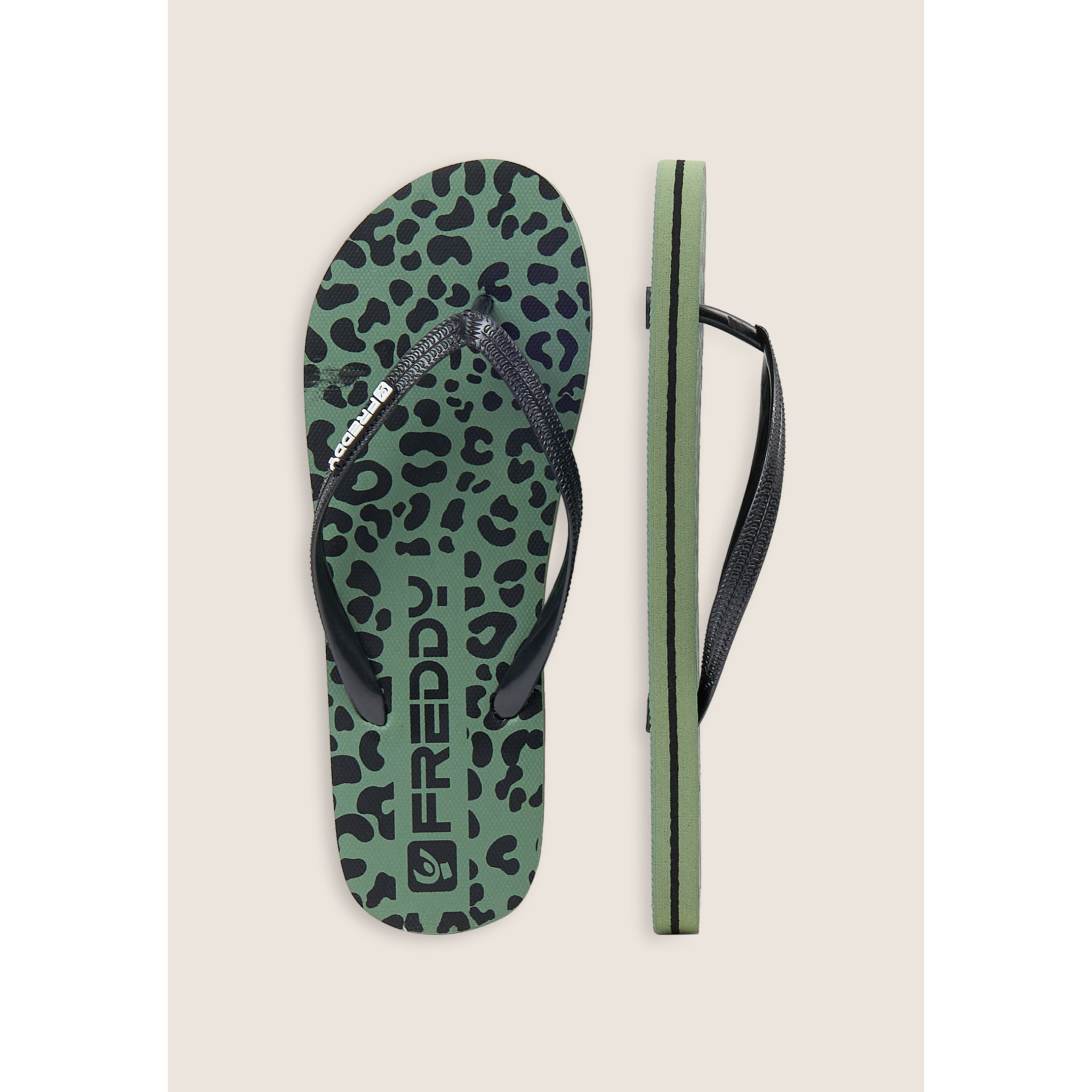Infradito flip-flop donna con stampa leopardata e loghi