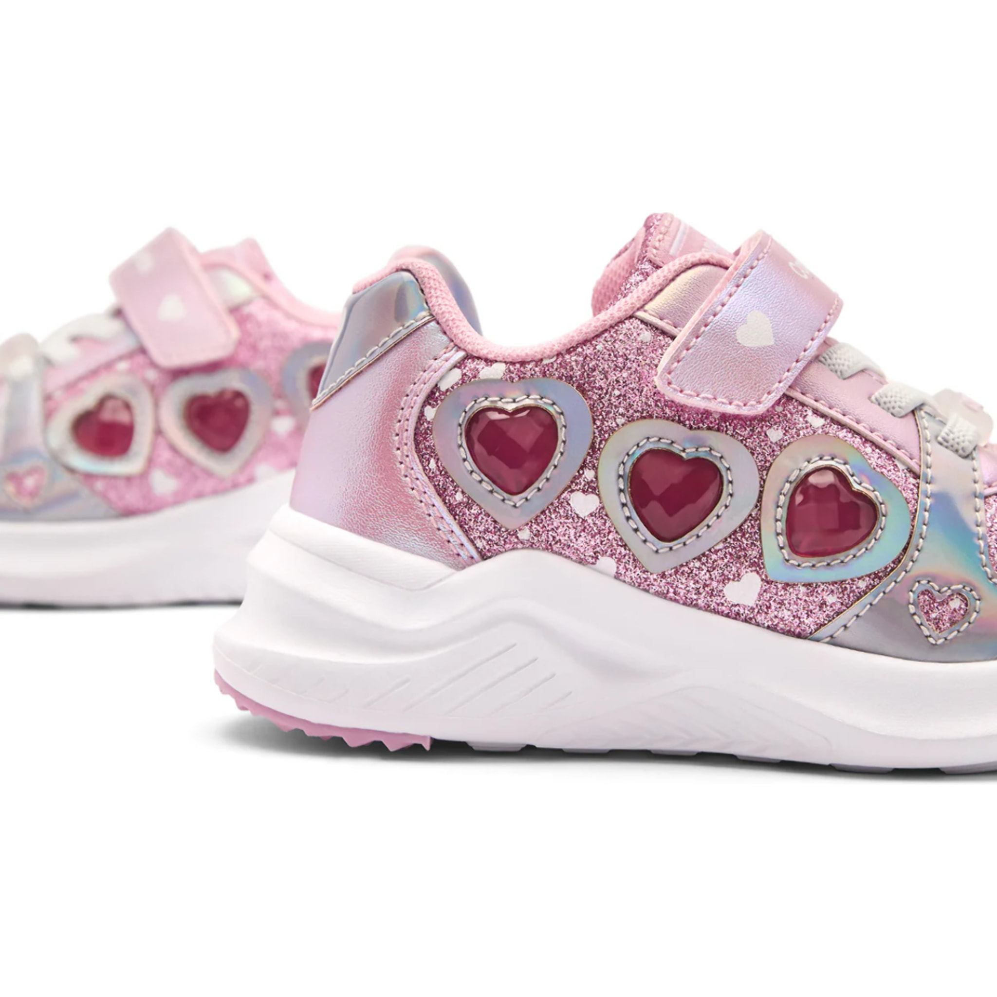Sneakers luminose da bambina con stampa a cuore