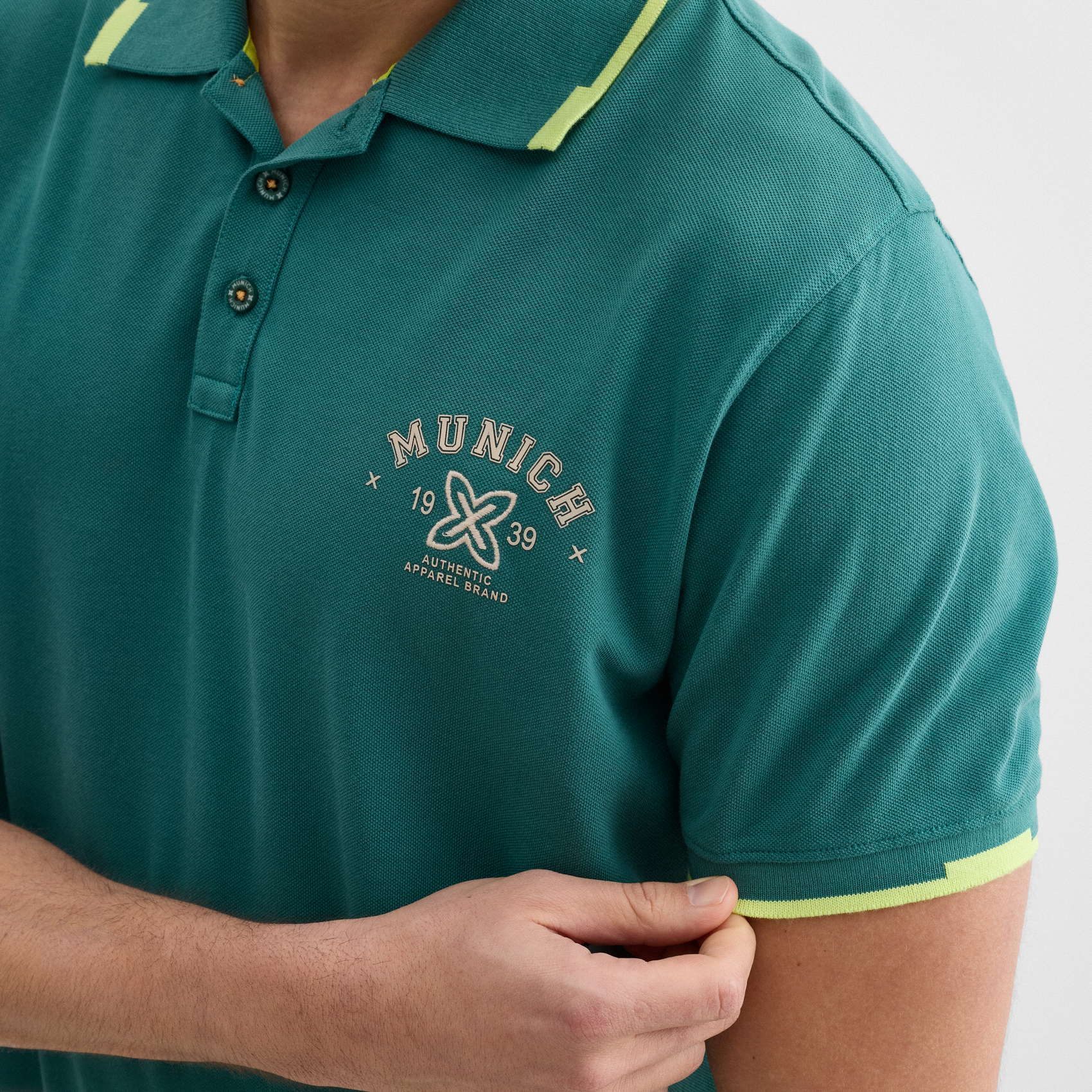 Polo MUNICH varsity lifestyle de algodón verde