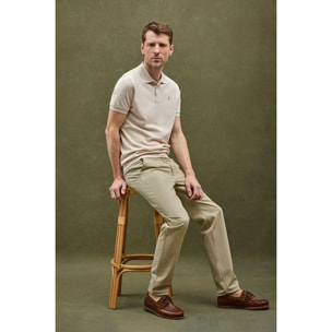 Polo cotolino beige con bordado Rigby Go