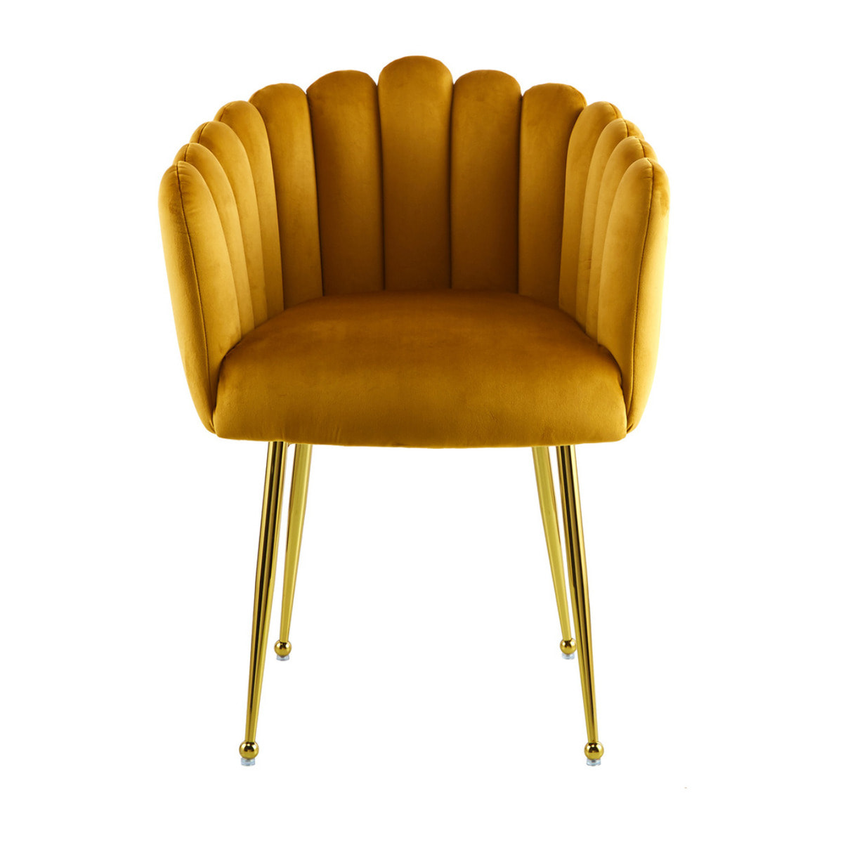 Sedia di design Muna in velluto arancione e gambe dorate