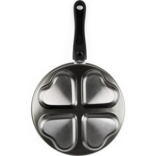 Padella 25,5 cm 4 scomparti a cuore Excelsa – Heart, Alluminio Nero