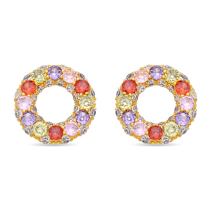 Pendientes de Circonita Multicolor acabado en oro amarillo de 18k