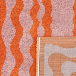 GROOVY - Tapis coloré style seventies - Confortable et moelleux - Orange