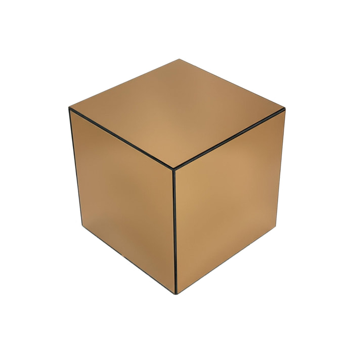 Table cubique miroir ambre. bout de canapé. table d'appoint cube miroir 30cm