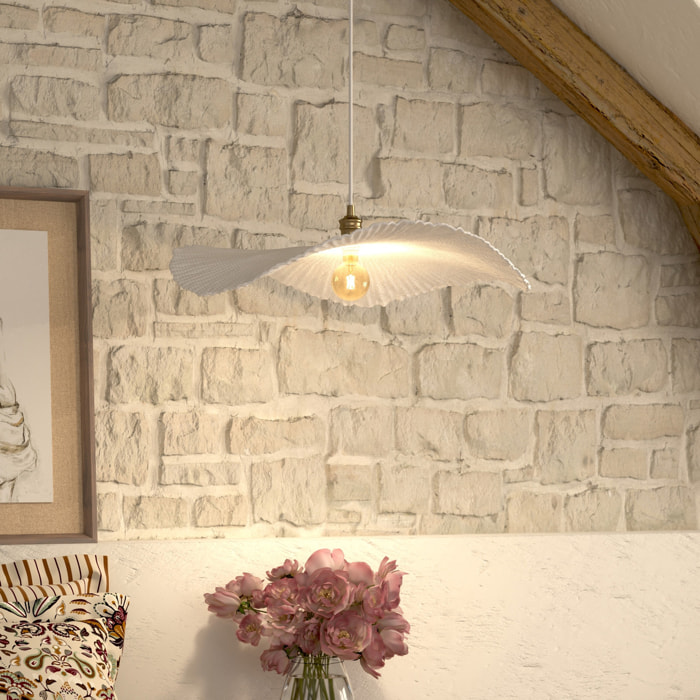 Suspension en papier maché "Tehani" blanc D57cm