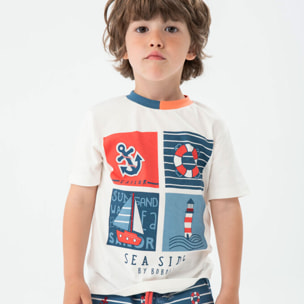 Camiseta niÃ±o estampada, mangas cortas, blanco, 338059