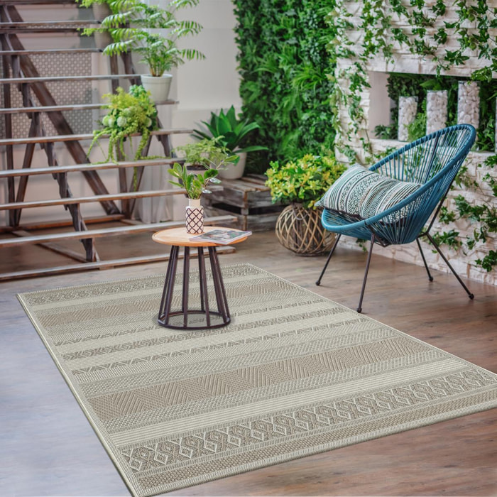 Tapis exterieur CANCUN EX Beige 120x160 en polypropylène doux et soyeux