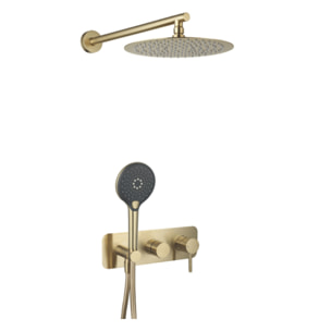 Colonne de douche mécanique encastré PAINI Ortence  laiton brossé + douchette 3 jets + corps encastré