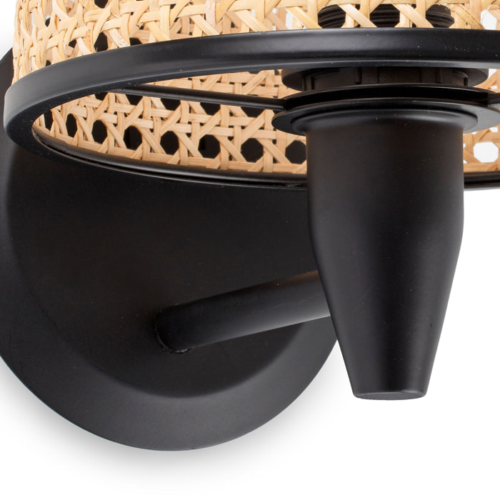 MAMBO Lampe applique noire/rotin