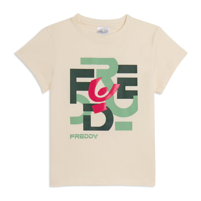 T-shirt Junior regular con grafica FREDDY a lettere sparse