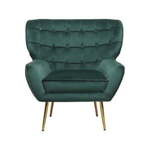 Fauteuil en velours "Austin" - 79 x 71 x 79.5 cm - Vert