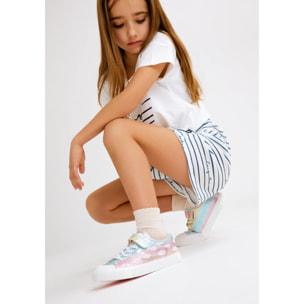 Camiseta Corta de Niña Con Nudo en Blanco