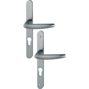 Ensemble de porte-fenêtre plaque étroite Atlanta 1530/300LMSGL HOPPE Aspect inox F9 - Clé i Entr.70 - ép.58/67 - 3303365